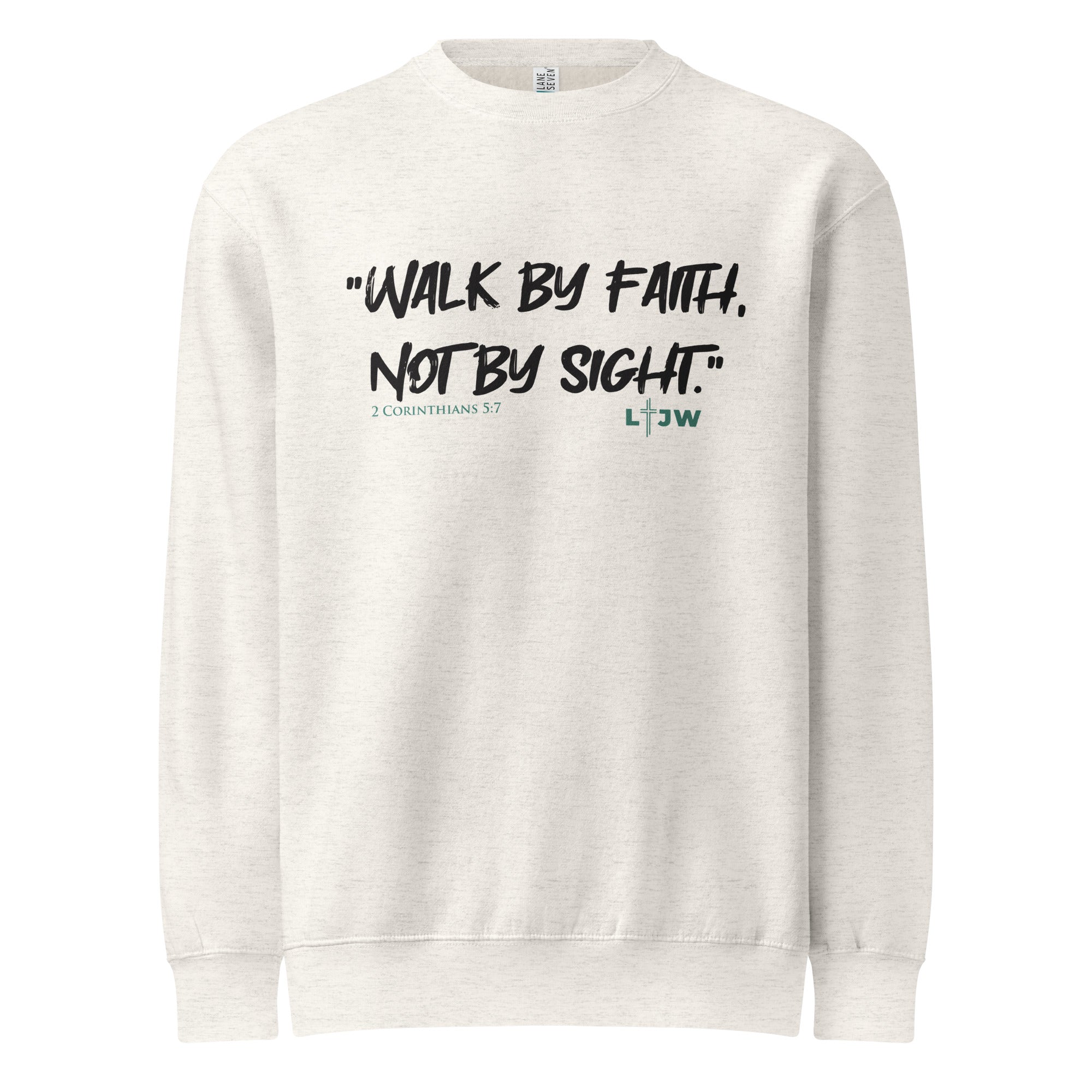 Oatmeal Heather Crewneck Sweatshirt with Walk by Fait design LTJW