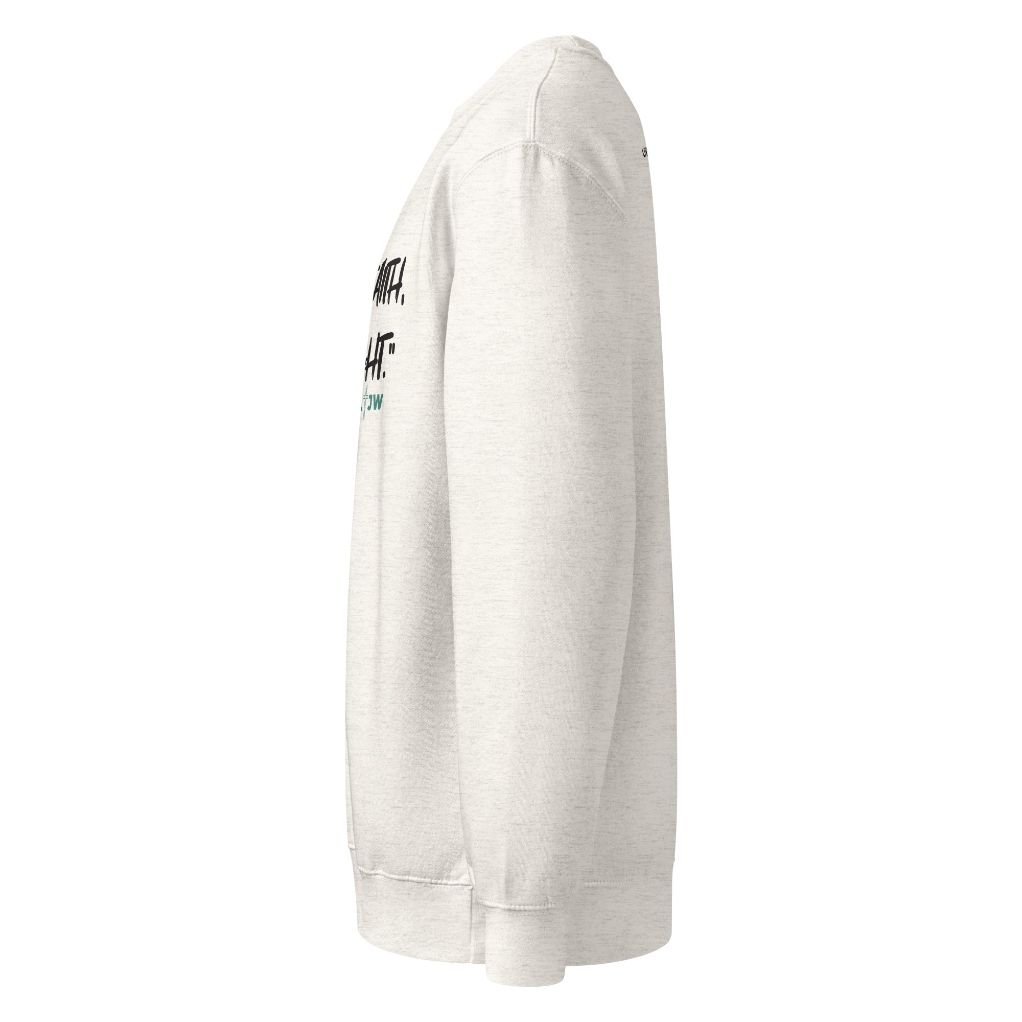 Oatmeal Heather Crewneck Sweatshirt with Walk by Fait design Side Profile LTJW