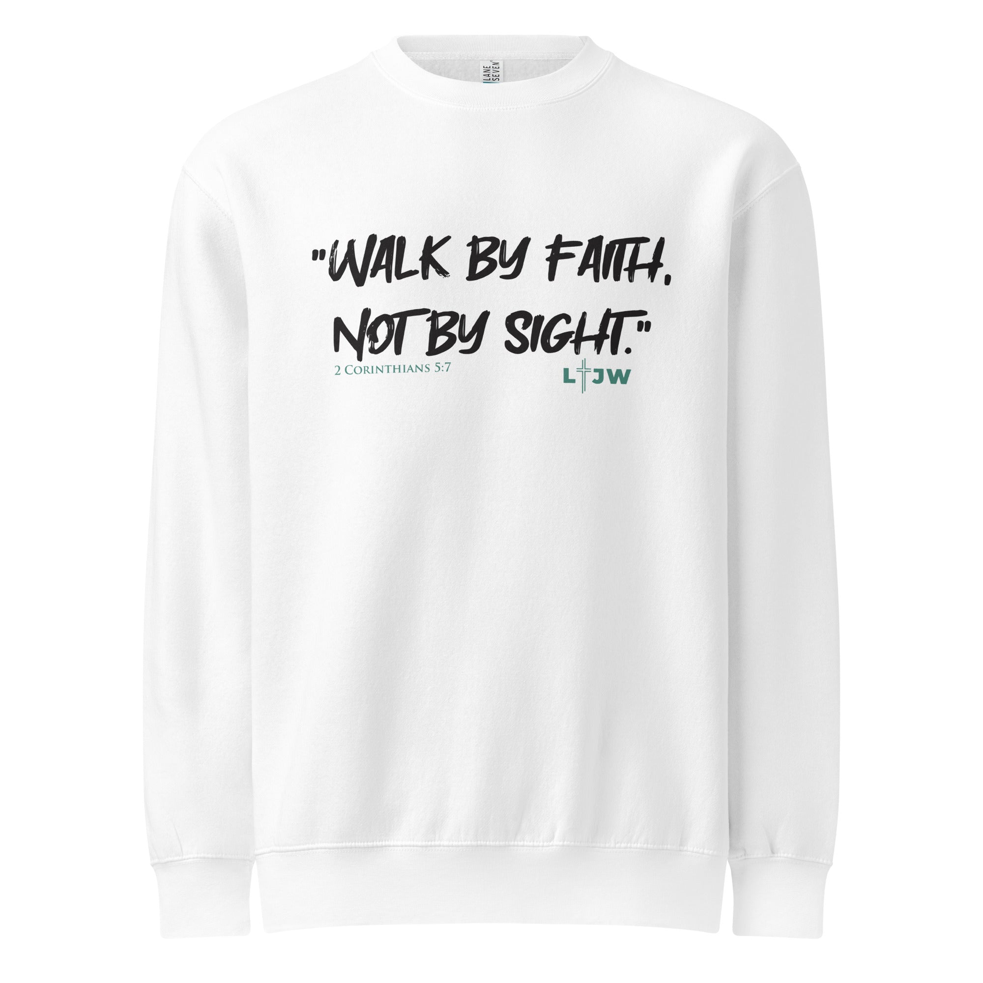 White Crewneck Sweatshirt with Walk by Fait design LTJW