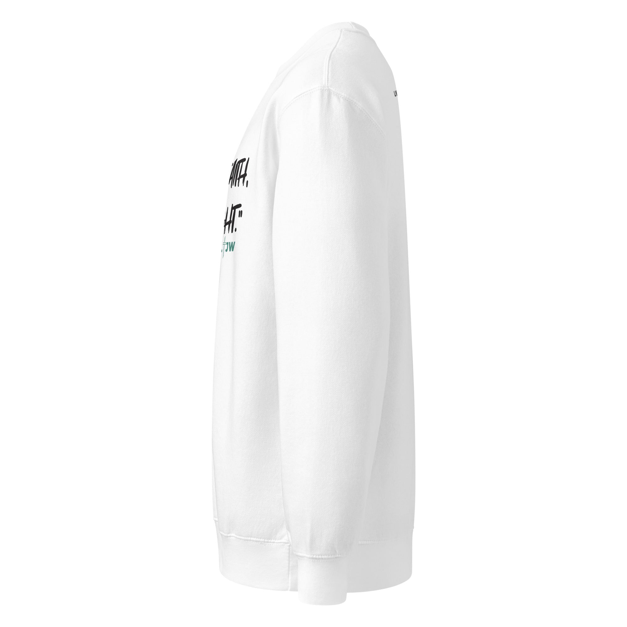 White Crewneck Sweatshirt with Walk by Fait design Side Profile LTJW